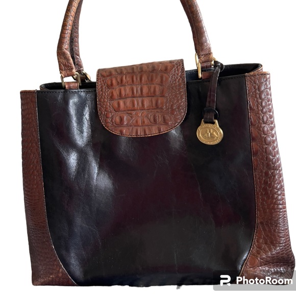 Vintage Brahmin Croc leather satchel purse Handbag - Picture 1 of 17